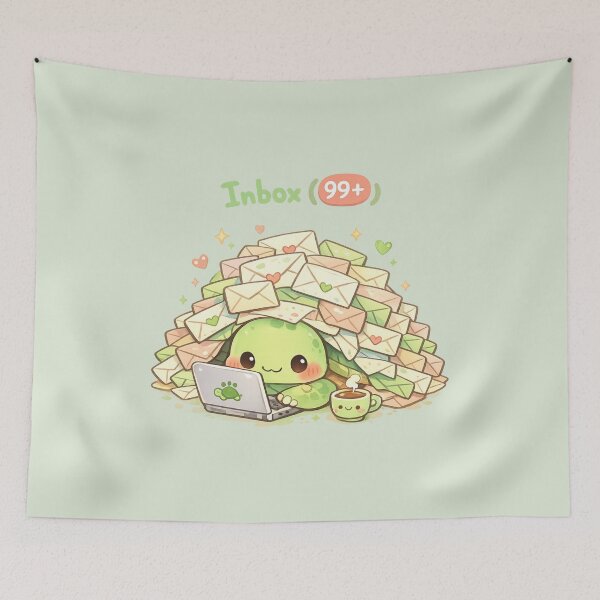 Item preview, Cute Turtle Inbox Overload | Kawaii Office Work Humor designed and sold by Moons Studio.