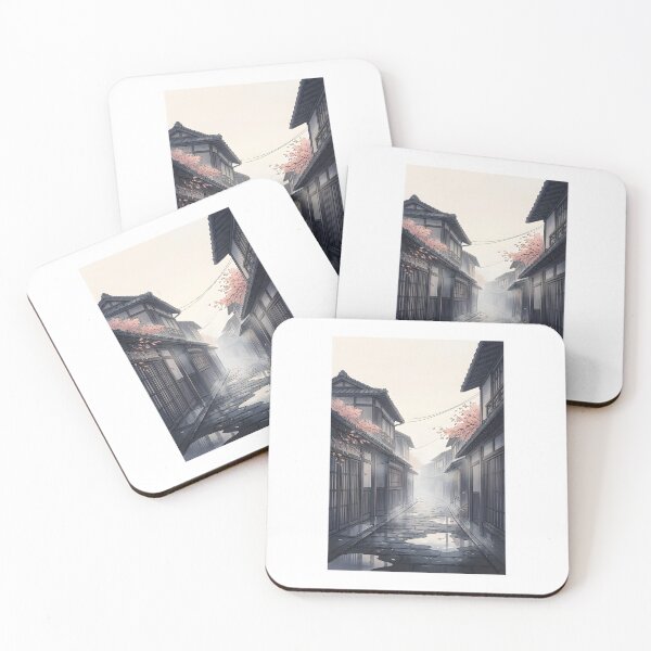 Item preview, Japanese Alley Art Poster - Rain Urban Serenity Modern Wabi Sabi Wall Art designed and sold by Wagara-J.