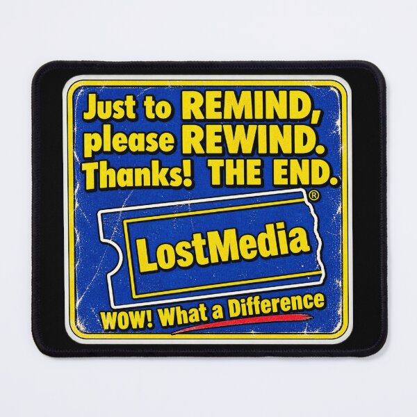 Item preview, "LOST MEDIA" Please Rewind Retro VHS Rental Nostalgia Sticker designed and sold by SeriouslyArtistical.