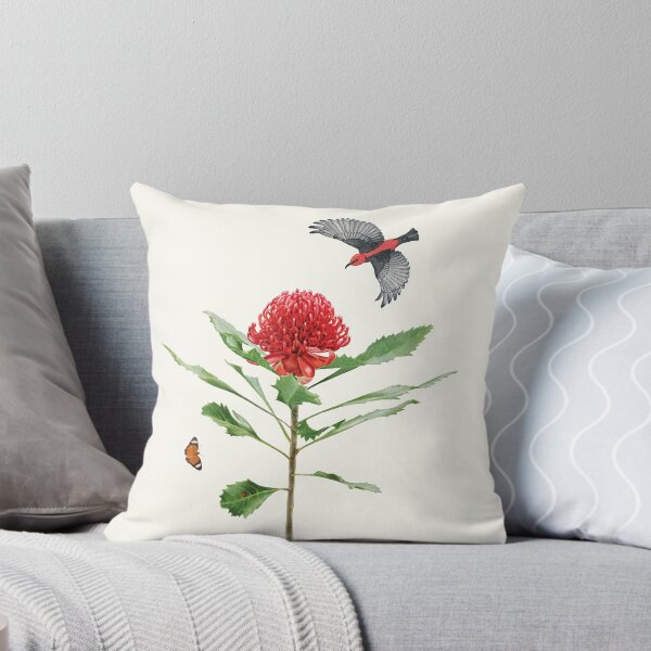 Item preview, Australian Waratah & Honeyeater | Botanical Watercolour Illustration designed and sold by GabrielleStudio.