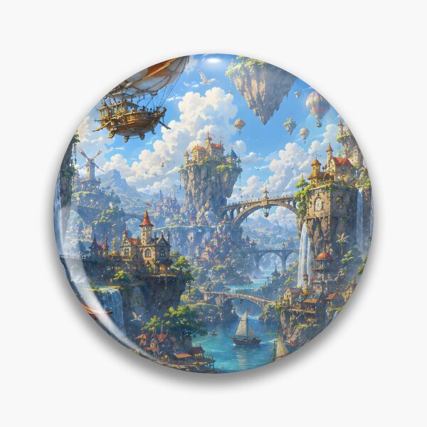 Item preview, Steampunk Airships Floating Island City Fantasy Art designed and sold by Herodestroyer.