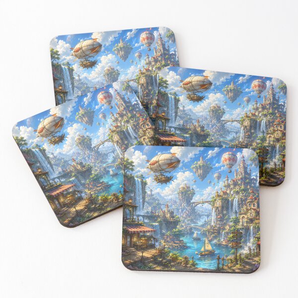 Item preview, Steampunk Airships Floating Island City Fantasy Art designed and sold by Herodestroyer.