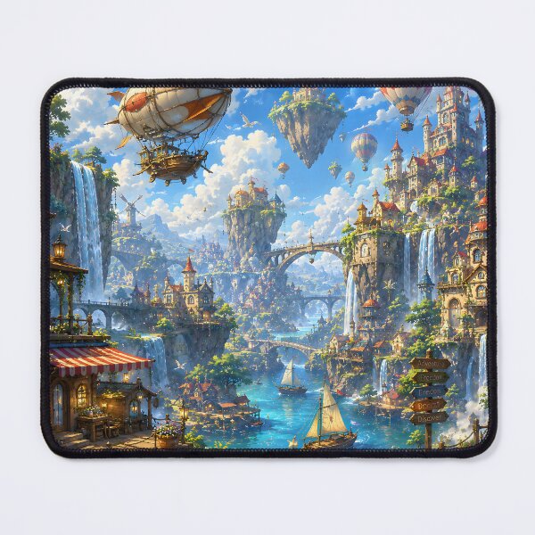 Item preview, Steampunk Airships Floating Island City Fantasy Art designed and sold by Herodestroyer.