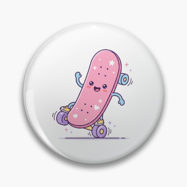Item preview, Cute Dancing Pink Skateboard Kawaii Character Art designed and sold by ajamzbox.