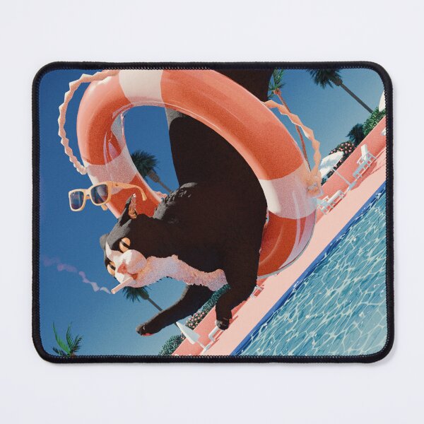 Item preview, Summer Smoking Cat in Pool designed and sold by Mulgarot.