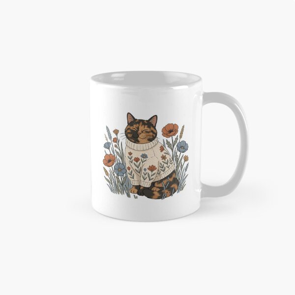 Item preview, Tortoiseshell Cat in a Floral Sweater designed and sold by SilentPowerArt.