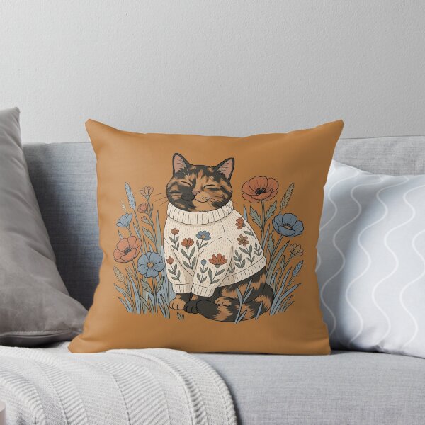 Item preview, Tortoiseshell Cat in a Floral Sweater designed and sold by SilentPowerArt.