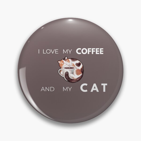 Item preview, Cute Cat with Coffee Cup (White Typography). designed and sold by SarahLuguii.