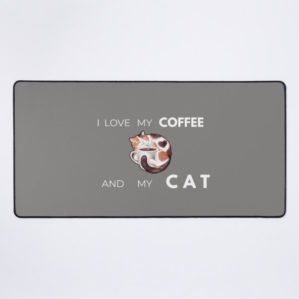 Item preview, Cute Cat with Coffee Cup (White Typography). designed and sold by SarahLuguii.