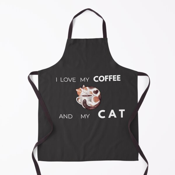 Item preview, Cute Cat with Coffee Cup (White Typography). designed and sold by SarahLuguii.