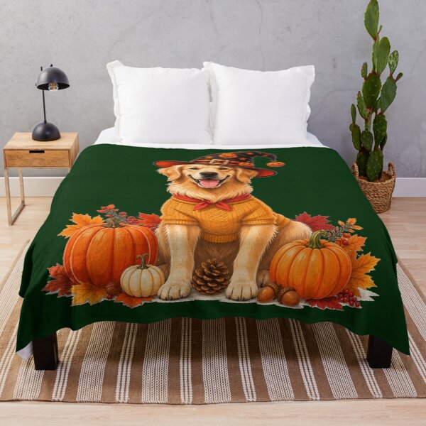 Item preview, Cute Golden Retriever in Halloween Witch Hat and Fall Sweater Art designed and sold by Evelashop.
