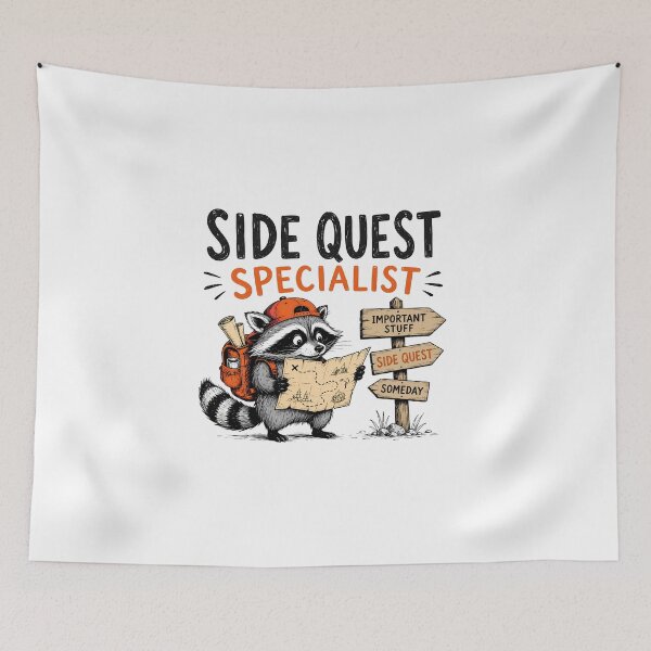 Item preview, ADHD Side Quest Specialist Raccoon Adventure Neurodivergent Humor Quote designed and sold by Marti’s Shop Corner.