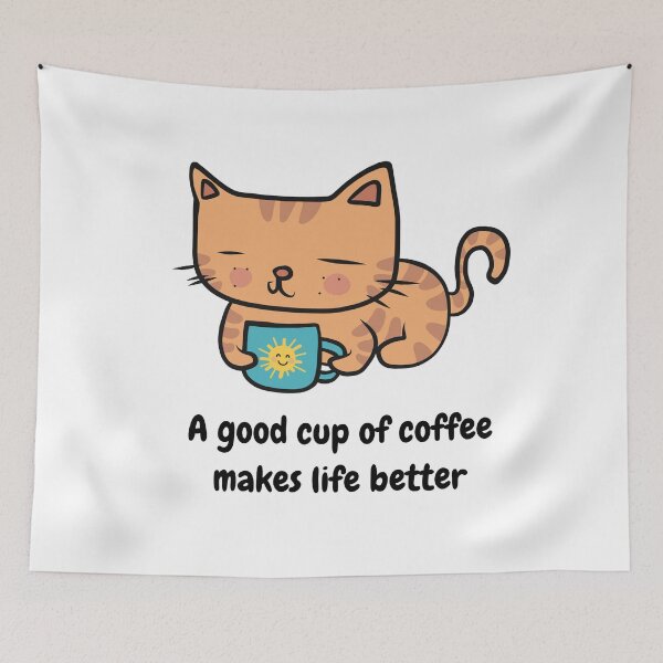 Item preview, A Good Cup Of Coffee Cat Art designed and sold by MiaBellaGirl.