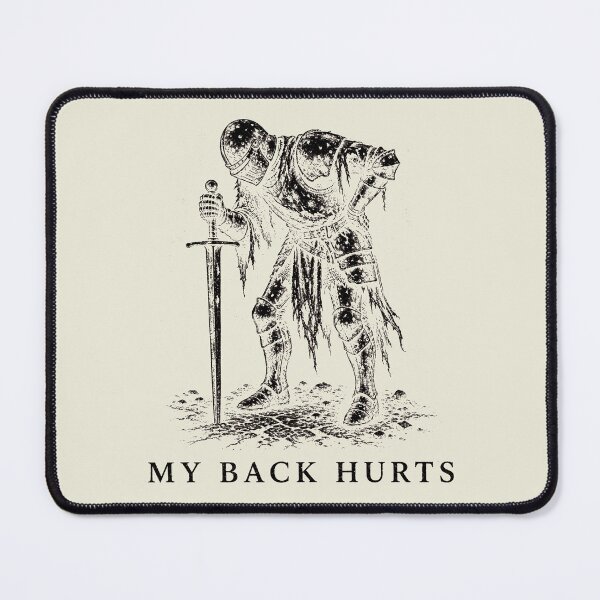 Item preview, Back Hurts Knight Funny Dark Fantasy Ironic Meme Gamer Girl Retro Elden Knight designed and sold by modoodles357.