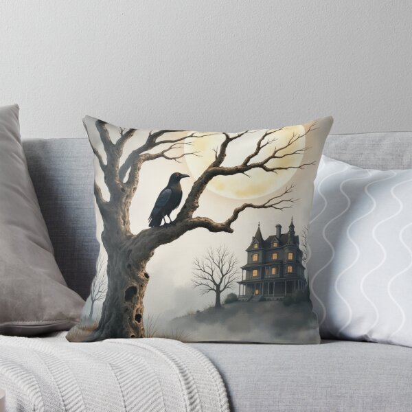 Item preview, Gothic Raven and Haunted House Under the Full Moon designed and sold by joy-Moons.