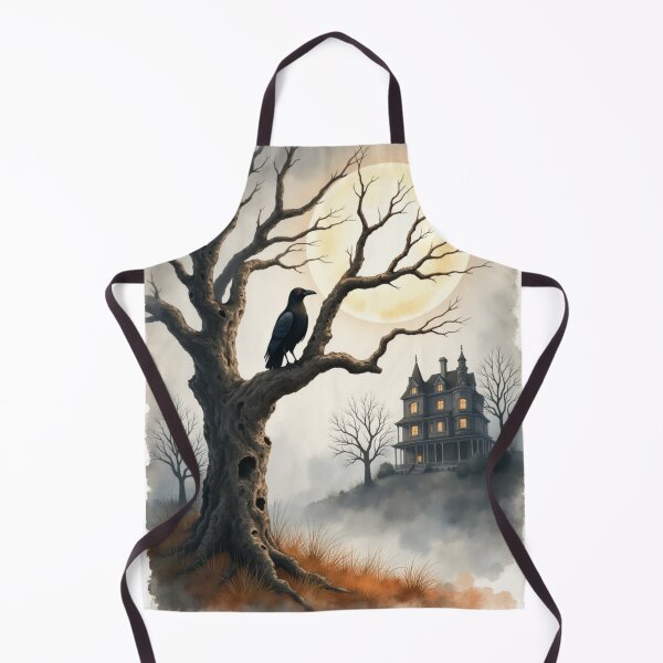 Item preview, Gothic Raven and Haunted House Under the Full Moon designed and sold by joy-Moons.