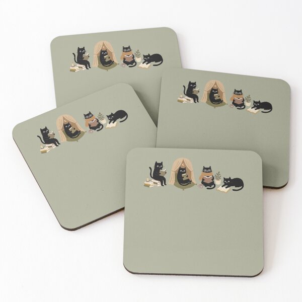 Item preview, Cozy Black Cats Reading for Bookish Cat Lovers designed and sold by FreshVibe Prints.
