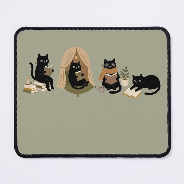 Item preview, Cozy Black Cats Reading for Bookish Cat Lovers designed and sold by FreshVibe Prints.