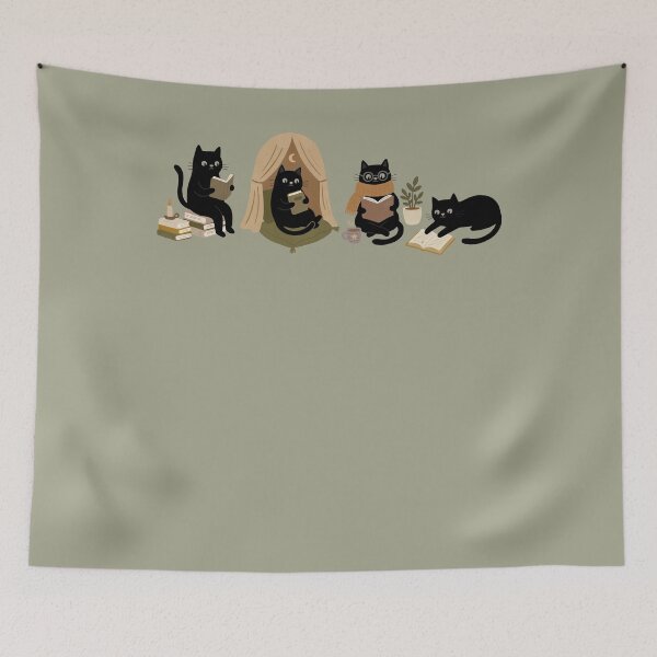 Item preview, Cozy Black Cats Reading for Bookish Cat Lovers designed and sold by FreshVibe Prints.