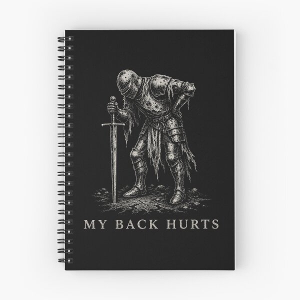 Item preview, Back Hurts Knight Funny Dark Fantasy Ironic Meme Gamer Girl Retro Elden Knight 2 designed and sold by modoodles357.