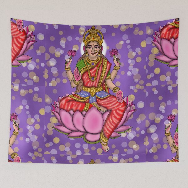Item preview, Goddess Lakshmi Artwork | Divine Hindu Goddess Digital Painting & Spiritual Illustration Description designed and sold by Harshit_Digital_Arts.