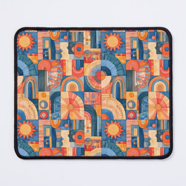 Item preview, Retro Geometric Sun & Rainbow Abstract Pattern designed and sold by Kybruno's Creations.