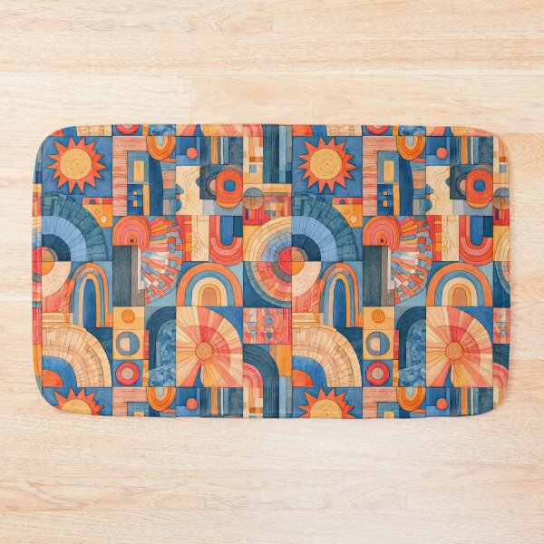Item preview, Retro Geometric Sun & Rainbow Abstract Pattern designed and sold by Kybruno's Creations.