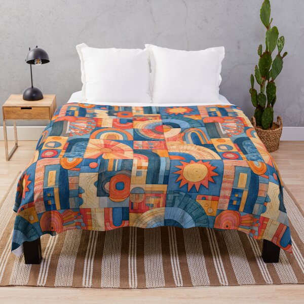 Item preview, Retro Geometric Sun & Rainbow Abstract Pattern designed and sold by Kybruno's Creations.