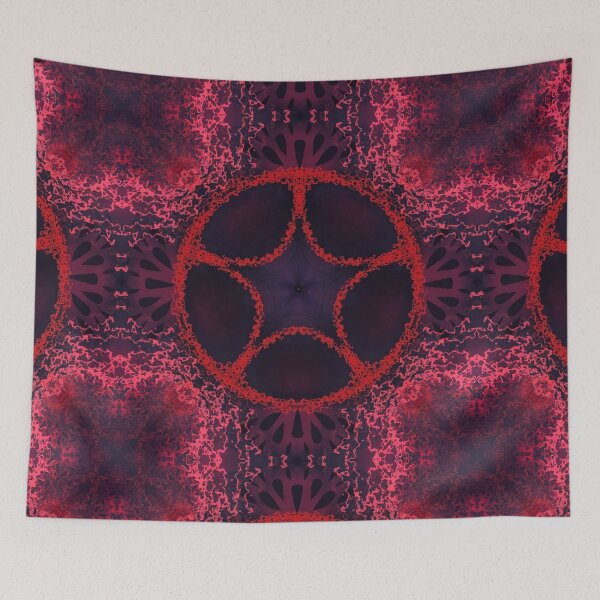 Item preview, red and purple abstract mandala pentagram designed and sold by Thistlegrove.