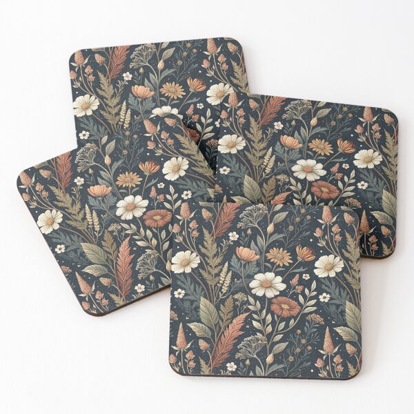 Item preview, Dark Cottagecore Florals – Midnight Wildflowers & Autumn Meadow Pattern designed and sold by Whimsical Wayfarer.