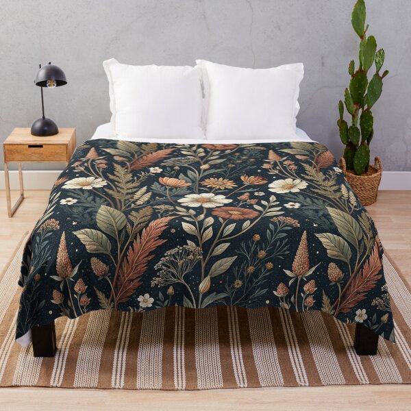 Item preview, Dark Cottagecore Florals – Midnight Wildflowers & Autumn Meadow Pattern designed and sold by Whimsical Wayfarer.