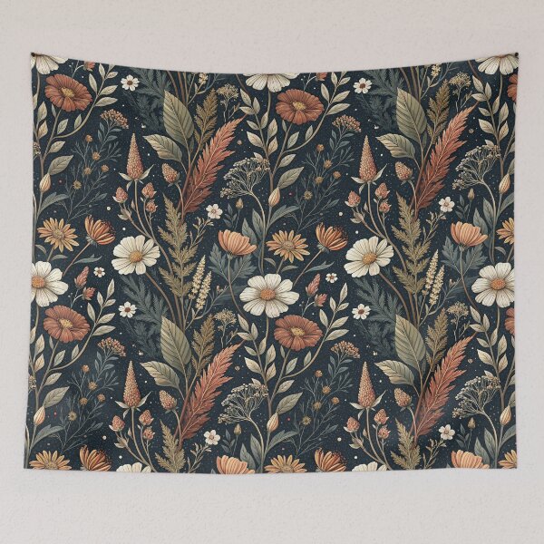 Item preview, Dark Cottagecore Florals – Midnight Wildflowers & Autumn Meadow Pattern designed and sold by Whimsical Wayfarer.
