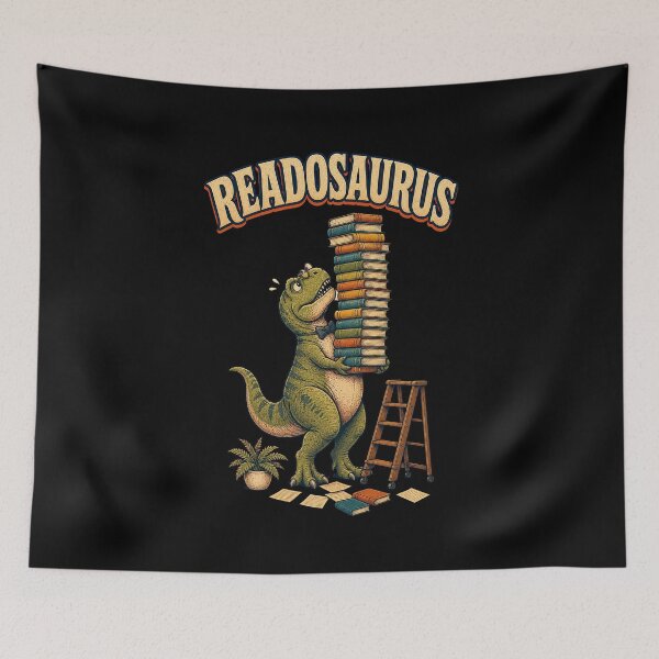 Item preview, T-Rex Librarian Balancing Books Vintage Dinosaur Art designed and sold by CG Studio.