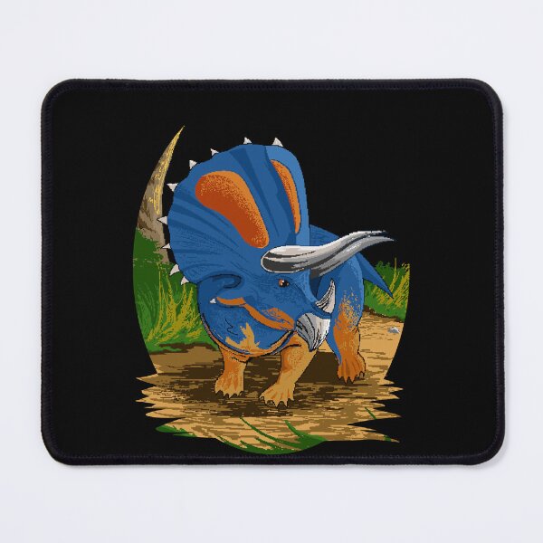 Item preview, Pixel triceratops - blue and orange colour pattern designed and sold by SulPixelart.