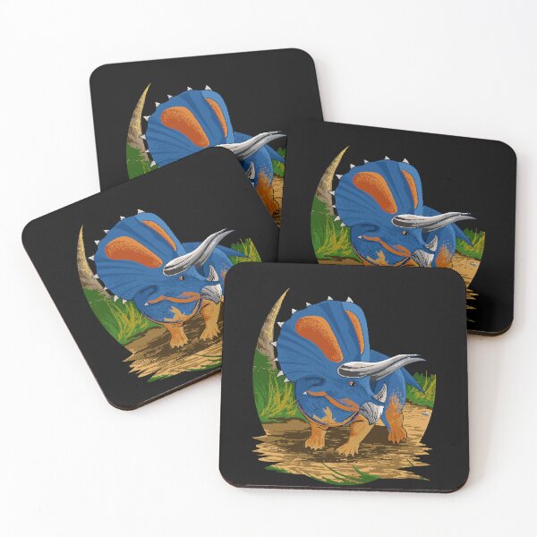 Item preview, Pixel triceratops - blue and orange colour pattern designed and sold by SulPixelart.
