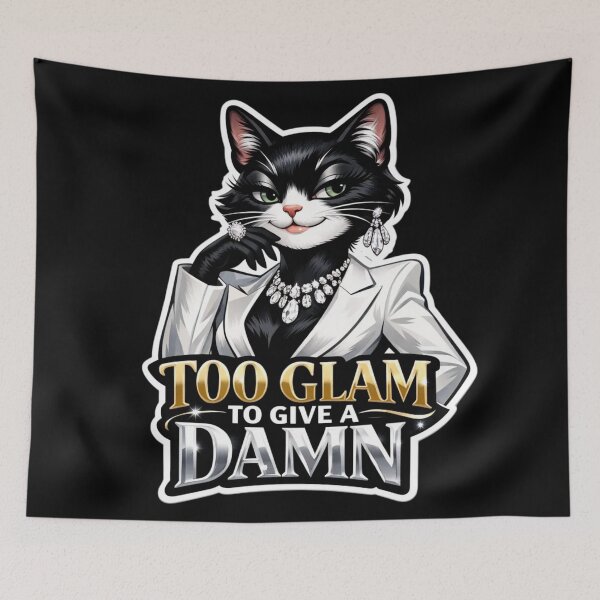Item preview, Too Glam To Give A Damn | Anthro Cat Glam Fashion Gift designed and sold by Furrenzy.