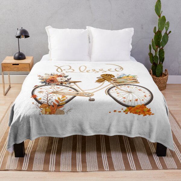 Item preview, Blessed Autumn Bicycle with Harvest Pumpkins and Fall Flowers designed and sold by VibranPalette.