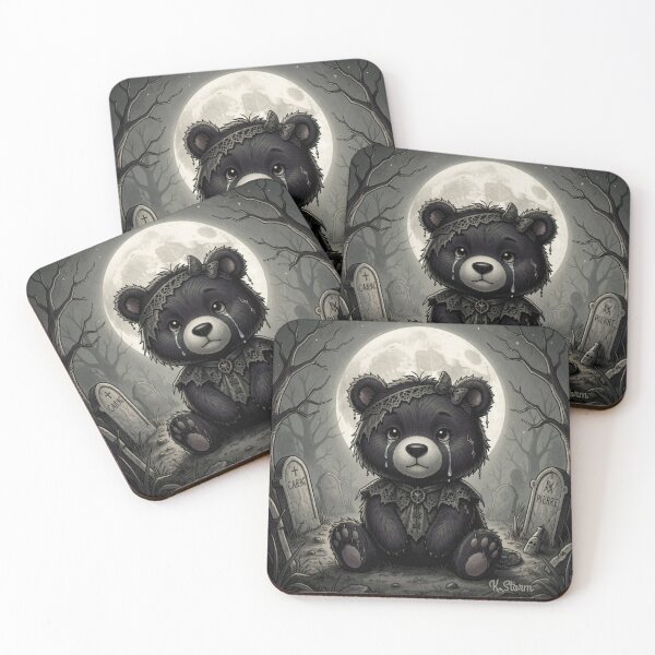 Item preview, Crying Goth Teddy Bear in a Graveyard designed and sold by Creepy Princess Creations.