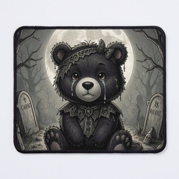 Item preview, Crying Goth Teddy Bear in a Graveyard designed and sold by Creepy Princess Creations.