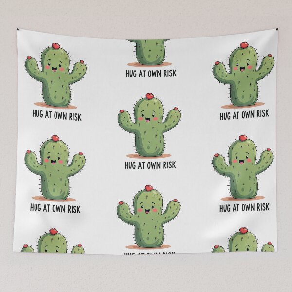 Item preview, Funny cactus with Hug At Own Risk text as a gift designed and sold by Prints by Mat.