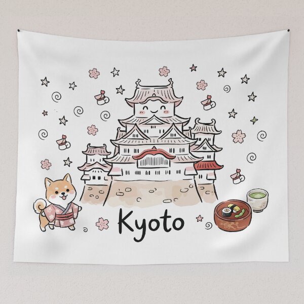 Item preview, Cute Japanese Castle Kyoto Doodle Art designed and sold by RamyGallery.