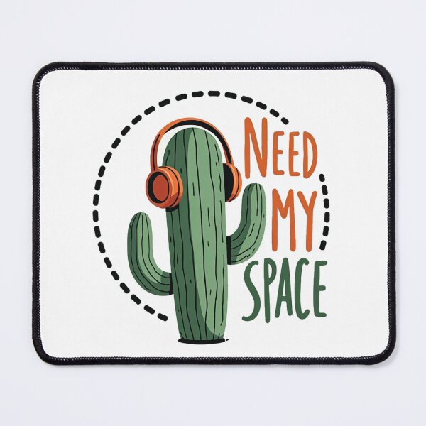 Item preview, Funny cactus with headphones and Need My Space text designed and sold by Prints by Mat.