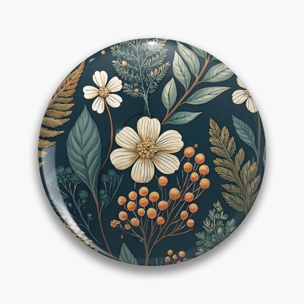 Item preview, Dark Cottagecore Florals – Golden Ferns & Wild Meadow Blooms  designed and sold by Whimsical Wayfarer.