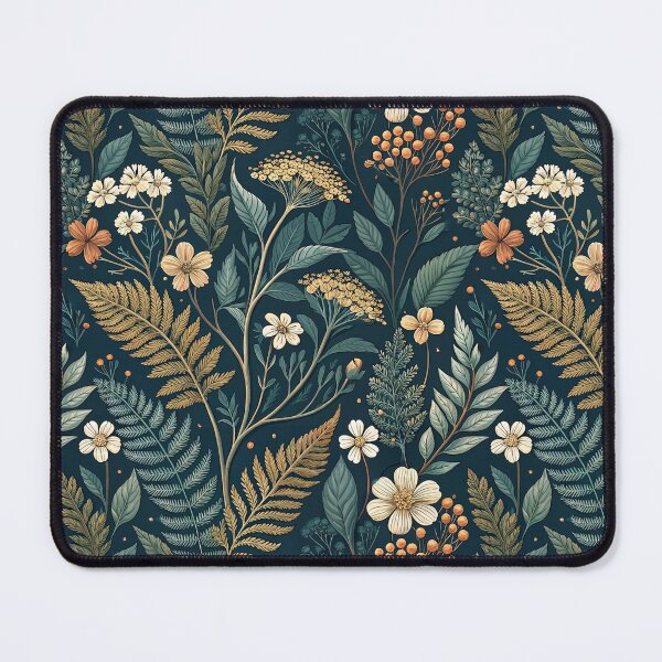 Item preview, Dark Cottagecore Florals – Golden Ferns & Wild Meadow Blooms designed and sold by Whimsical Wayfarer.