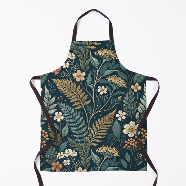 Item preview, Dark Cottagecore Florals – Golden Ferns & Wild Meadow Blooms designed and sold by Whimsical Wayfarer.