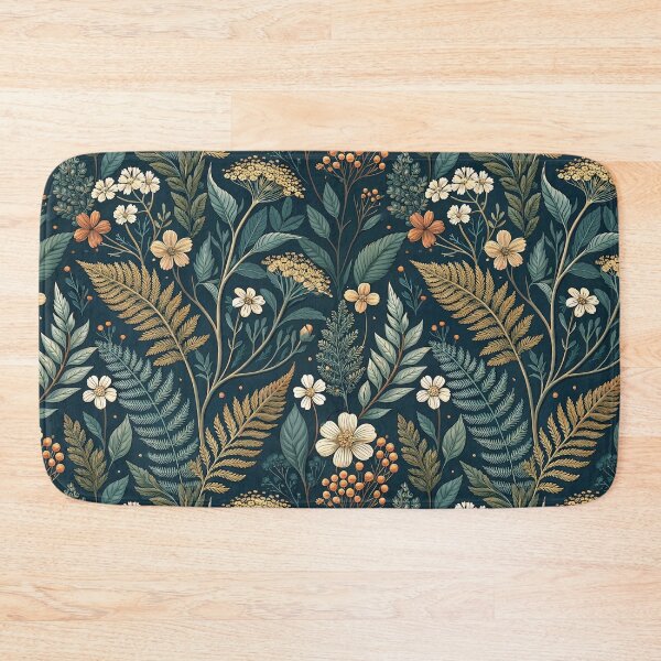 Item preview, Dark Cottagecore Florals – Golden Ferns & Wild Meadow Blooms  designed and sold by Whimsical Wayfarer.