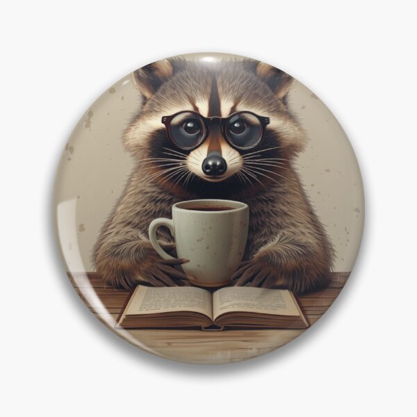 Item preview, The Night Shift Raccoon with Coffee and Book designed and sold by CayoSnapper.