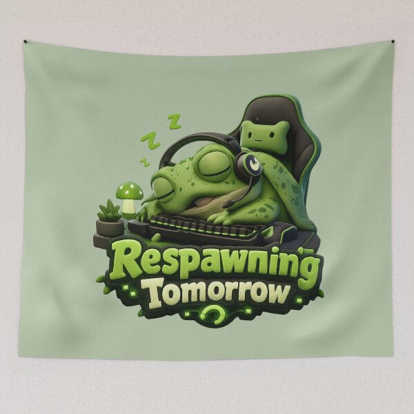 Item preview, Cute Sleepy Gamer Frog Respawning Tomorrow | Kawaii Gaming Frog designed and sold by Moons Studio.