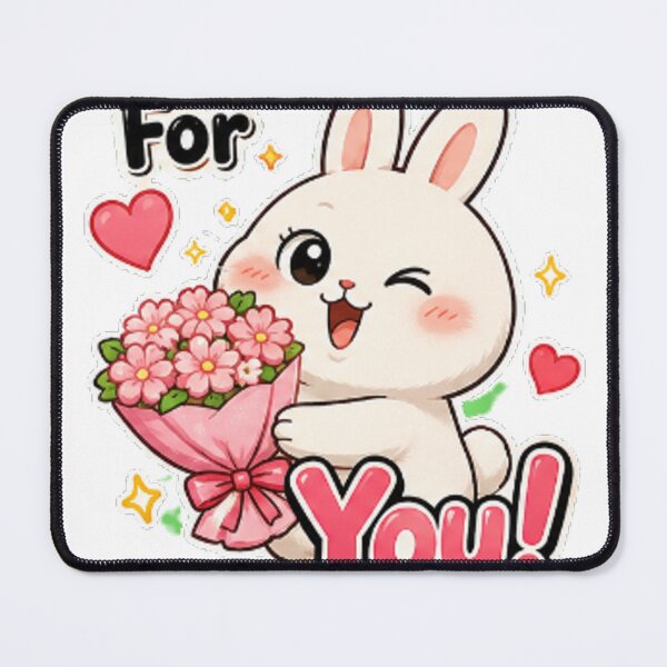 Item preview, cute Bunny with Flowers For You Sticker designed and sold by BestBayCA.