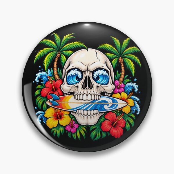 Item preview, Skull Surfboard Palm Trees and Flowers designed and sold by Mick G Designs.